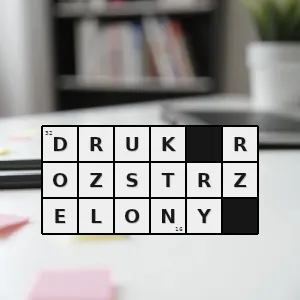 Hasło krzyżówkowe druk w którym stosuje się wyróżnienie słowa lub krótkiego fragmentu tekstu poprzez wstawienie pomiędzy litery i wyrazy dodatkowych odstępów równych nominalnej szerokości spacji dla danego kroju w b - druk rozstrzelony – rozwiązanie, synonimy, podpowiedzi i definicje krzyżówkowe